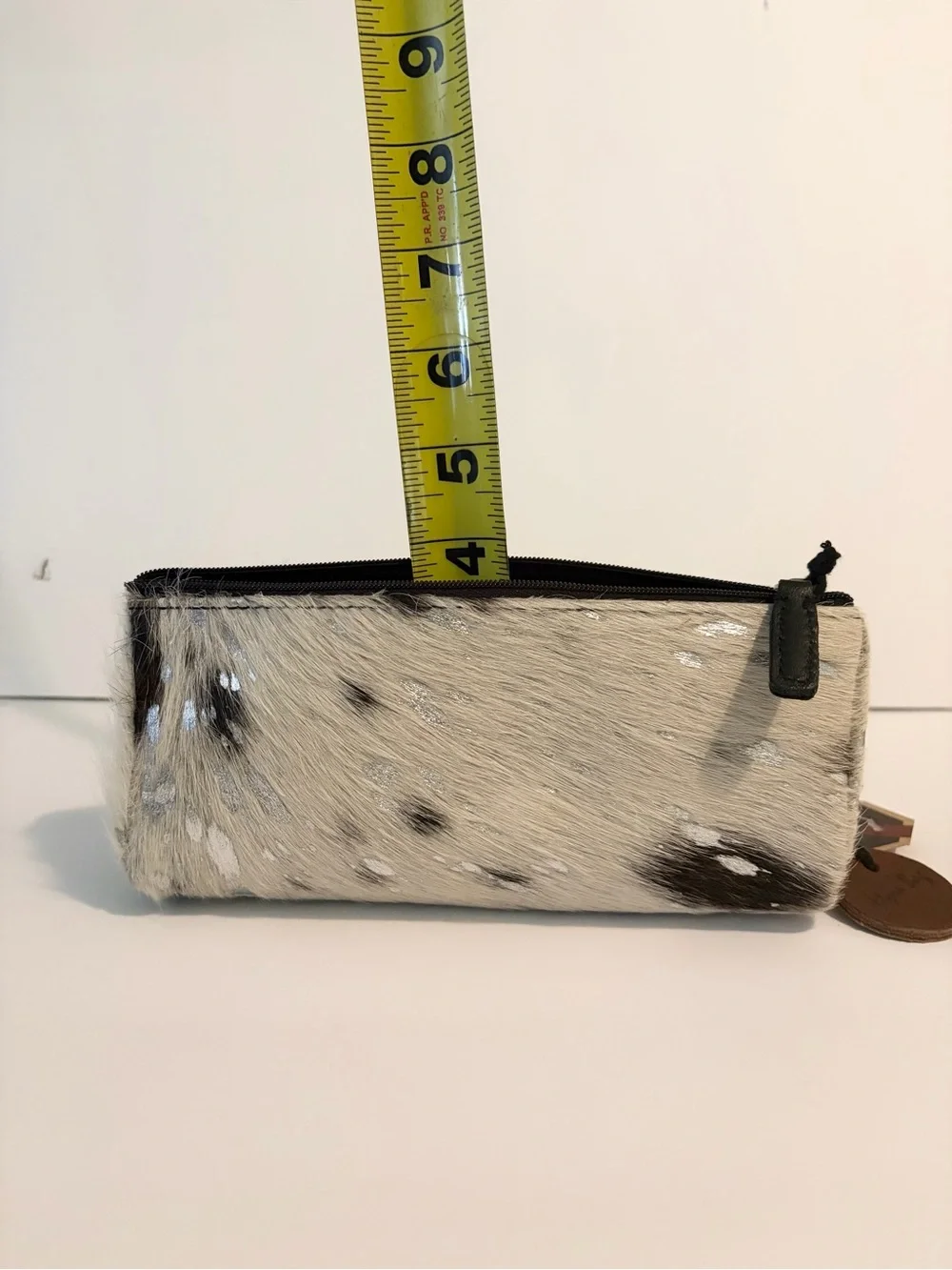 Boot Barn Cowhide Cosmetic Bag NWT Hair on Hide Metallic Silver Makeup Pouch